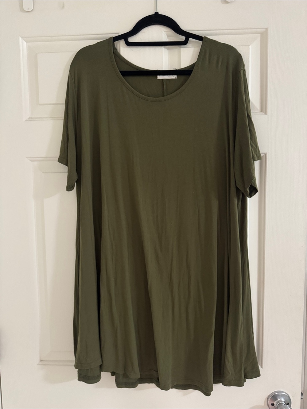 Olive Green Short Sleeve Tunic Top - Relaxed Fit